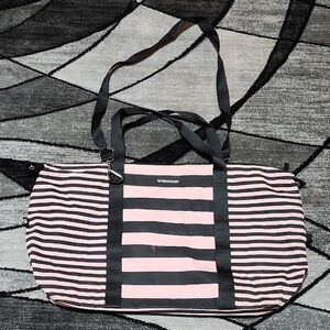 VICTORIA SECRET 2017 CANVAS ICONIC SIGNATURE STRIPES LARGE GETAWAY WEEKENDER BAG